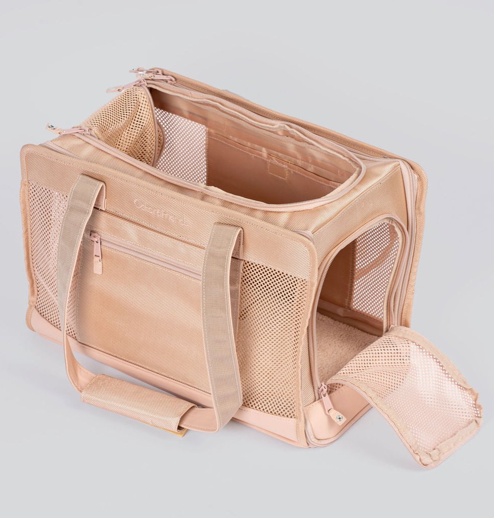 Beige Pet Travel Carrier | Structured Soft-Sided Bag