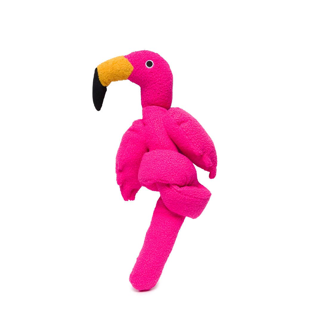 Twisty Flamingo Plush & Rope Dog Toy (fabdog)