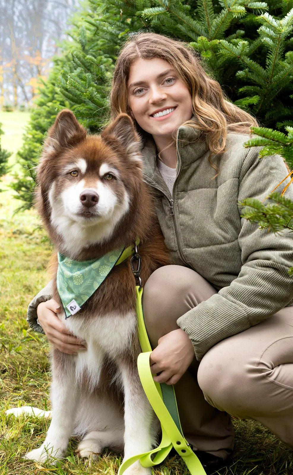 Aria the Fox Mossy Pine Waterproof Dog Collar | Earthy Green