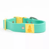 Aria the Fox Island Vibes Waterproof Dog Collar | Teal & Yellow