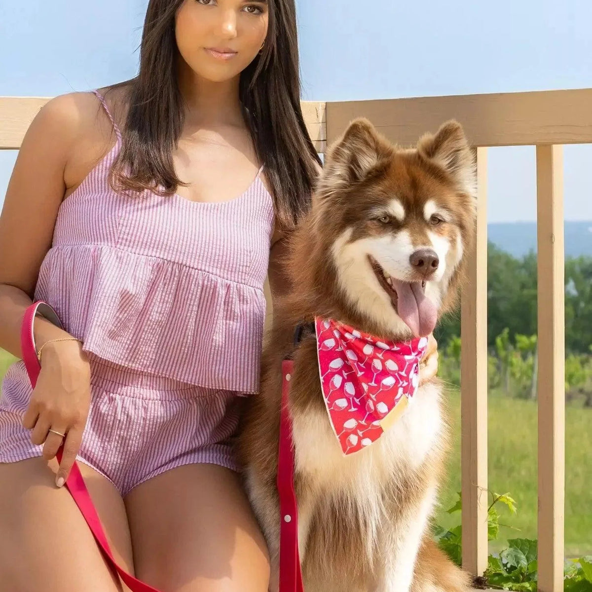 Aria the Fox Red Mountain Syrah Waterproof Dog Leash | Fuchsia
