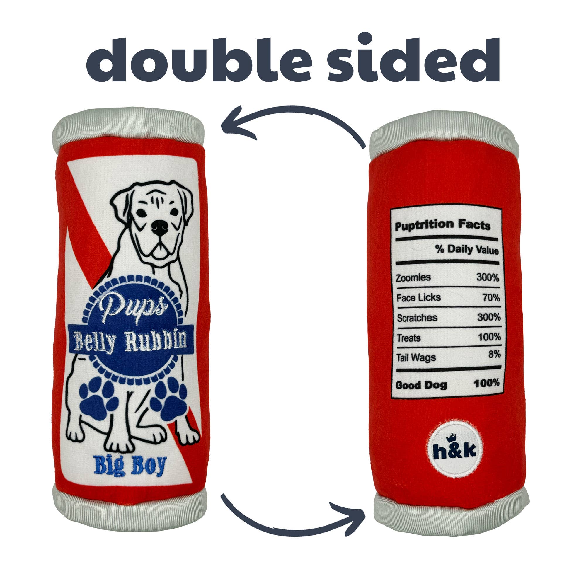 Pups Belly Rubbin Large Dog Toy – Beer Bottle Parody Plush