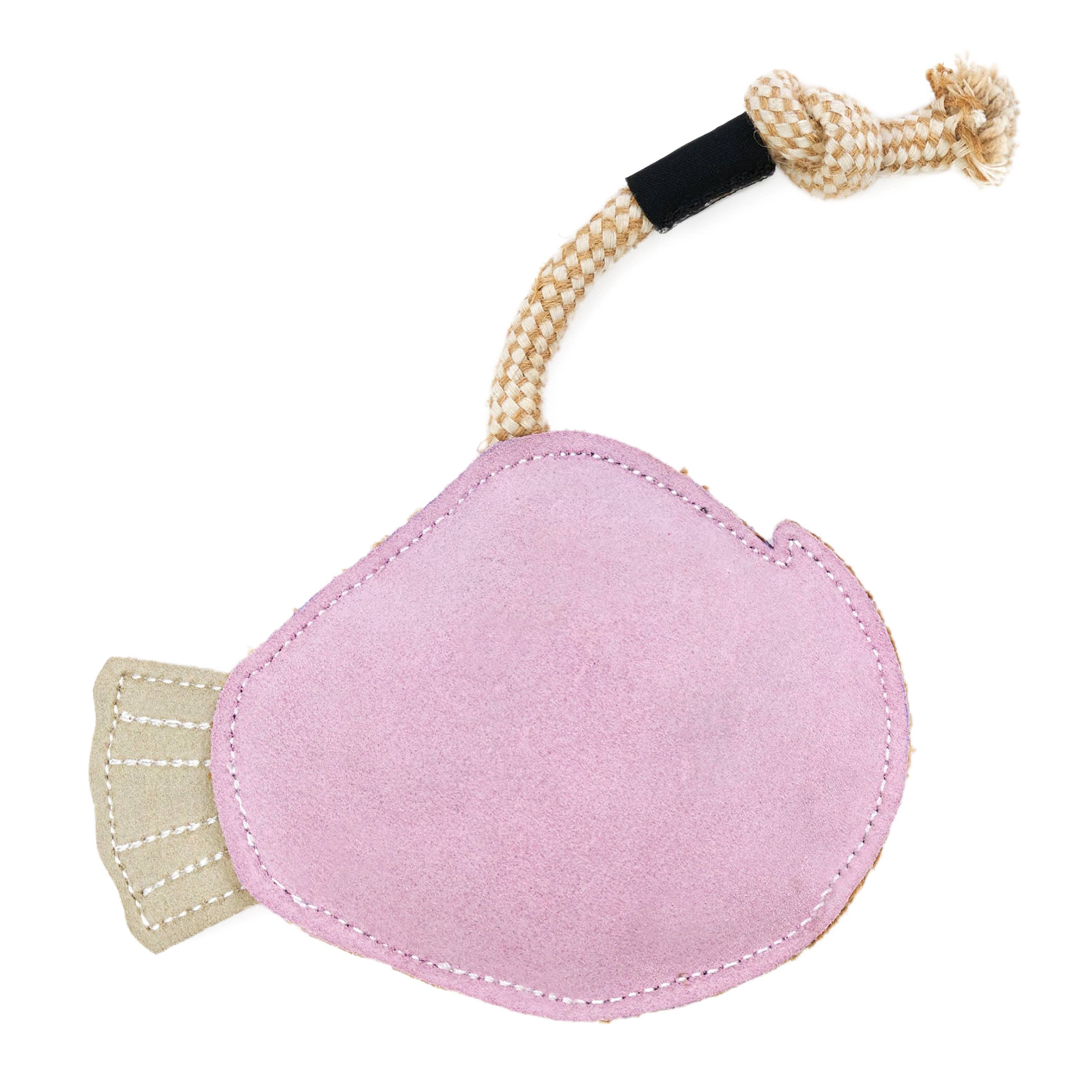 EcoZippy Suede and Rope Buddies - Angler Fish | Natural Leather Dog Toy