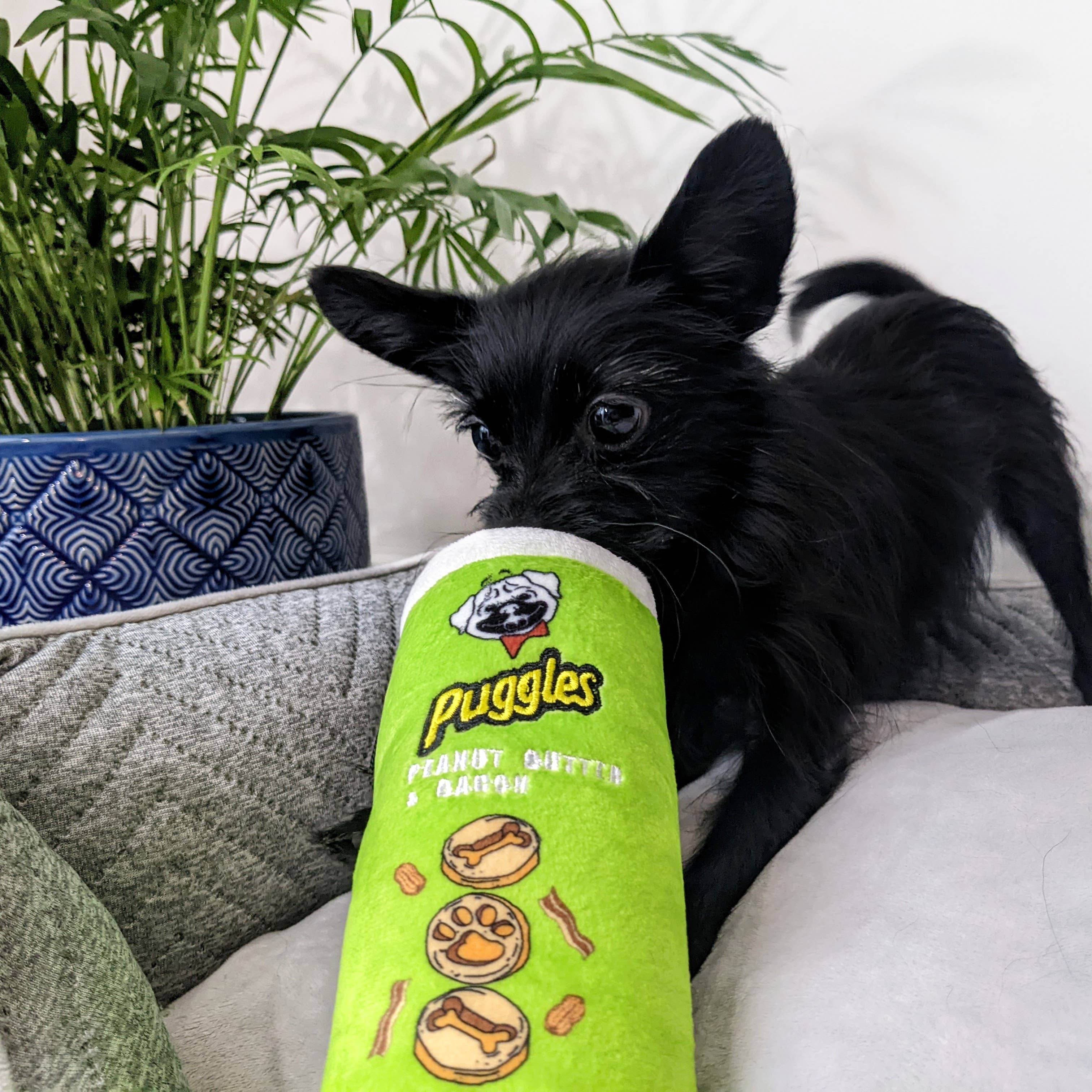 Puggles Can Small Dog Toy – Plush Chips Can Parody Toy